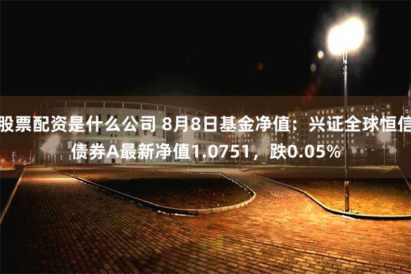 股票配资是什么公司 8月8日基金净值：兴证全球恒信债券A最新净值1.0751，跌0.05%