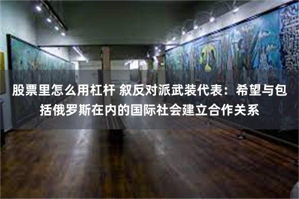 股票里怎么用杠杆 叙反对派武装代表：希望与包括俄罗斯在内的国